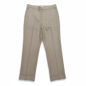 Ann Taylor Tailored Stretch Ankle Pants Cuffed Hem Neutral Taupe Size 8